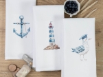 Borea Ποτηρόπανα Κουζίνας Seagull Σετ 3ΤΜΧ (3) 50 x 70 cm Λευκό