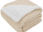 Bonsai Home Κουβέρτα Γούνινη/Προβατάκι Μονή 160x220 - Stripe Rabbit Fur Μπεζ