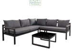 Bonsai Home Σετ Σαλόνι 3τμχ Μεταλλικό Εξωτερικού χώρου με Μετατροπή σε Ξαπλώστρα Ανθρακί