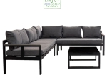 Bonsai Home Σετ Σαλόνι 3τμχ Μεταλλικό Εξωτερικού χώρου με Μετατροπή σε Ξαπλώστρα Ανθρακί