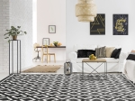Beauty Home Πατάκι Vibe Art 9577 67x150 Stone White Ανθρακί Λευκό