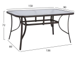 ΤΡΑΠΕΖΙ BRUNO 150X90Χ72Υεκ. ΚΑΦΕ ΜΕΤΑΛΛΙΚΟ ΜΕ ΓΥΑΛΙΝΗ ΕΠΙΦΑΝΕΙΑ HM5145.02