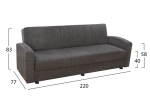 ΚΑΝΑΠΕΣ ΚΡΕΒΑΤΙ 3ΘΕΣΙΟΣ DIMOS V16 ΚΑΦΕ HM3074.01 220x77x83 εκ.