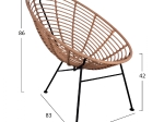ΠΟΛΥΘΡΟΝΑ ΤΥΠΟΥ ΦΩΛΙΑ ΜΕΤΑΛΛΙΚΗ ALLEGRA HM5458 ΜΕ WICKER ΜΠΕΖ 73x83x86Υ εκ.