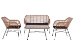 ΣΕΤ ΣΑΛΟΝΙ 4ΤΜΧ ALLEGRA HM5460 ΜΕΤΑΛΛΟ & WICKER ΣΕ ΜΠΕΖ ΧΡΩΜΑ