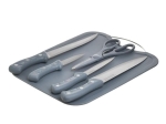 Inart S/6 Σετ 4 Μαχαιρια/Ψαλιδι/Βαση Κοπησ Γκρι (INOX)