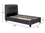 ΚΡΕΒΑΤΙ RILEY 90x200 εκ. ΜΕ ΥΦΑΣΜΑ ΒΕΛΟΥΔΟ ΓΚΡΙ HM561.01
