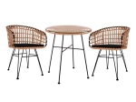 ΣΕΤ 3ΤΜΧ ALLEGRA WICKER ΜΕ ΤΡΑΠΕΖΙ Φ70Χ74Υ ΜΠΕΖ & ΜΑΥΡΟ ΧΡΩΜΑ HM10474