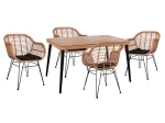 ΣΕΤ 5ΤΜΧ ALLEGRA WICKER ΜΕ ΤΡΑΠΕΖΙ 140X80Χ78Υ ΜΠΕΖ & ΜΑΥΡΟ ΧΡΩΜΑ HM10490