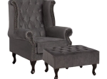 ΣΕΤ ΠΟΛΥΘΡΟΝΑ POLINA & ΥΠΟΠΟΔΙΟ EMMA ΓΚΡΙ ΒΕΛΟΥΔΟ T.CHESTERFIELD HM11053.10
