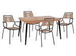 ΣΕΤ 5ΤΜΧ ALLEGRA WICKER ΜΕ ΤΡΑΠΕΖΙ 140X80Χ78Υ ΜΠΕΖ & ΜΑΥΡΟ ΧΡΩΜΑ HM10493