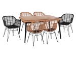 ΣΕΤ 7ΤΜΧ ALLEGRA WICKER ΜΕ ΤΡΑΠΕΖΙ 160X90X78Υ ΜΠΕΖ & ΜΑΥΡΟ ΧΡΩΜΑ HM10513