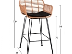 ΣΚΑΜΠΟ ΜΕΤΑΛΛΙΚΟ ΜΕ ΜΑΞΙΛΑΡΙ ALLEGRA HM5640 ΜΕ WICKER ΣΕ ΜΠΕΖ ΑΠΟΧΡΩΣΗ 54x61x109 εκ.