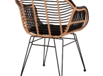 ΠΟΛΥΘΡΟΝΑ ΜΕ ΜΑΞΙΛΑΡΙ ΜΕΤΑΛΛΙΚΗ ALLEGRA HM5663 ΜΕ WICKER ΜΠΕΖ & ΜΑΥΡΟ ΧΡΩΜΑ  58x60x82Υ εκ.