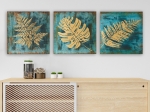 ΠΙΝΑΚΑΣ ΚΑΜΒΑΣ ΤΡΙΠΤΥΧΟ GOLDEN TROPICAL LEAVES HM7200.02  90Χ3Χ30 εκ.