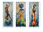 ΠΙΝΑΚΑΣ ΤΡΙΠΤΥΧΟ MDF AFRICAN GIRL IN COLORFUL DRESS HM7204.02 60X0,3X50 εκ.