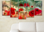 ΠΙΝΑΚΑΣ ΠΕΝΤΑΠΤΥΧΟ MDF POPPY FIELD HM7206.03 100X0,3X60 εκ.