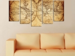 ΠΕΝΤΑΠΤΥΧΟΣ ΠΙΝΑΚΑΣ MDF VINTAGE WORLD MAP HM7206.06 100X60x0,3 εκ.