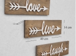 ΣΕΤ 3 ΤΜΧ ΔΙΑΚΟΣΜΗΤΙΚΟ ΤΟΙΧΟΥ ΞΥΛΙΝΟ "LOVE LIVE LAUGH" HM7308 40x1,2x14 εκ.