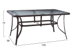 ΤΡΑΠΕΖΙ BRUNO 150X90Χ75Υεκ. ΜΕΤΑΛΛΙΚΟ ΟΡΘΟΓΩΝΙΟ ΚΑΦΕ ΜΕ ΤΡΥΠΑ ΟΜΠΡΕΛΑΣ Φ38 HM5145.12