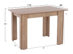 ΤΡΑΠΕΖΙ ΚΟΥΖΙΝΑΣ HM2428.01 KELVIN SONOMA OAK 110x80x77Υεκ.