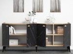 ΜΠΟΥΦΕΣ ΜΕΛΑΜΙΝΗΣ HM9045.01 NATURAL WOOD - ΜΑΥΡΟ ΜΑΡΜΑΡΟ 180x41x77,8Y εκ.