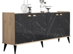 ΜΠΟΥΦΕΣ ΜΕΛΑΜΙΝΗΣ HM9045.01 NATURAL WOOD - ΜΑΥΡΟ ΜΑΡΜΑΡΟ 180x41x77,8Y εκ.