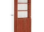 ΒΙΒΛΙΟΘΗΚΗ ΓΡΑΦΕΙΟΥ DEVON ME ΓΥΑΛΙΝΕΣ ΠΟΡΤΕΣ APPLE WOOD HM2458.04 70x37x182 εκ.