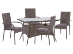 ΣΕΤ ΤΡΑΠΕΖΑΡΙΑΣ 5ΤΜΧ ΤΡΑΠ. 120X70 & ΠΟΛΥΘΡΟΝΕΣ WICKER RATTAN ΓΚΡΙ HM11711.31