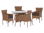 ΣΕΤ ΤΡΑΠΕΖΑΡΙΑΣ 5ΤΜΧ ΤΡΑΠ. 120Χ70 & ΠΟΛΥΘΡΟΝΕΣ WICKER RATTAN ΜΠΕΖ ΚΑΦΕ HM11712.32