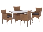 ΣΕΤ ΤΡΑΠΕΖΑΡΙΑΣ 5ΤΜΧ ΤΡΑΠ. 150Χ90 & ΠΟΛΥΘΡΟΝΕΣ WICKER RATTAN ΜΠΕΖ ΚΑΦΕ HM11714.02