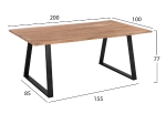 ΤΡΑΠΕΖΙ ΤΡΑΠΕΖΑΡΙΑΣ SOFIA SLIM HM8501.11 ΑΠΟ ΜΑΣΙΦ ΞΥΛΟ ΑΚΑΚΙΑΣ 200x100x77Υ εκ.