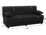ΚΑΝΑΠΕΣ ΚΡΕΒΑΤΙ ANDRI ΤΡΙΘΕΣΙΟΣ ΜΑΥΡΟΣ HM3239.01 180x72x77 εκ.
