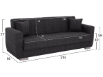 ΚΑΝΑΠΕΣ ΚΡΕΒΑΤΙ POLYA ΤΡΙΘΕΣΙΟΣ HM3240.03 ΓΚΡΙ 215x80x77Υ εκ.