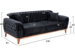 ΚΑΝΑΠΕΣ ΚΡΕΒΑΤΙ BENNINGTON ΤΡΙΘΕΣΙΟΣ ΜΑΥΡΟΣ HM3249.01 240x95x80 εκ.