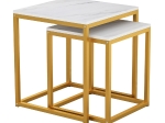 ΖΙΓΚΟΝ GRELAY 2 ΤΕΜ MDF ΟΨΗ ΜΑΡΜΑΡΟΥ & ΜΕΤΑΛΛΟ HM8762.11 45Χ45Χ50εκ. & 37Χ37Χ43 εκ.