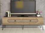 ΕΠΙΠΛΟ ΤΗΛΕΟΡΑΣΗΣ HM9511.02 ΜΕΛΑΜΙΝΗΣ ΦΥΣΙΚΟ OAK ΧΡΩΜΑ ΜΕΤΑΛΛΙΚΑ ΠΟΔΙΑ 145x40x45Yεκ.
