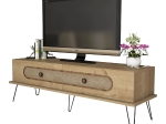 ΕΠΙΠΛΟ ΤΗΛΕΟΡΑΣΗΣ HM9511.02 ΜΕΛΑΜΙΝΗΣ ΦΥΣΙΚΟ OAK ΧΡΩΜΑ ΜΕΤΑΛΛΙΚΑ ΠΟΔΙΑ 145x40x45Yεκ.