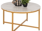 ΤΡΑΠΕΖΙ ΣΑΛΟΝΙΟΥ HM9420.01 WHITE MARBLE ΜΕΛΑΜΙΝΗ-ΧΡΥΣΗ ΜΕΤΑΛΛΙΚΗ ΒΑΣΗ Φ80x48,5Yεκ.