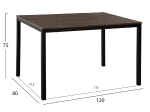ΤΡΑΠΕΖΙ ΤΡΑΠΕΖΑΡΙΑΣ GOOSE HM9532 MDF ΚΑΡΥΔΙ-ΜΑΥΡΟ ΜΕΤΑΛΛΟ 120X80Χ75Yεκ.