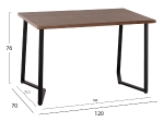 ΤΡΑΠΕΖΙ ΤΡΑΠΕΖΑΡΙΑΣ JAY HM9531 MDF ΚΑΡΥΔΙ-ΜΑΥΡA ΜΕΤΑΛΛΙΚΑ ΠΟΔΙΑ 120x70x76Υεκ.
