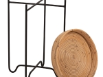 ΤΡΑΠΕΖΑΚΙ ΒΟΗΘΗΤΙΚΟ FLY HM7906 RATTAN ΦΥΣΙΚΟ ΧΡΩΜΑ-ΜΕΤΑΛΛΙΚΗ ΒΑΣΗ ΜΑΥΡΗ Φ40x53Yεκ.