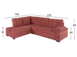 ΚΑΝΑΠΕΣ ΚΡΕΒΑΤΙ JADE HM3144.03L ΑΡΙΣΤΕΡΗ ΓΩΝΙΑ ΣΑΠΙΟ ΜΗΛΟ ΒΕΛΟΥΔΟ 250x180x88Υεκ.