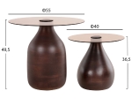 ΒΟΗΘΗΤΙΚΑ ΤΡΑΠΕΖΑΚΙΑ 2ΤΜΧ CHANG HM9668 ΞΥΛΟ MANGO-ΓΥΑΛΙ TOP Φ55x49,5Υ & Φ40x36,5Υεκ.