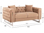 ΚΑΝΑΠΕΣ τ.CHESTERFIELD MOBAR HM3262.03 ΜΠΕΖ ΒΕΛΟΥΔΟ-ΜΕΤΑΛΛΙΚΑ ΠΟΔΙΑ 154x85x68Υεκ