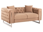 ΚΑΝΑΠΕΣ τ.CHESTERFIELD MOBAR HM3262.03 ΜΠΕΖ ΒΕΛΟΥΔΟ-ΜΕΤΑΛΛΙΚΑ ΠΟΔΙΑ 154x85x68Υεκ