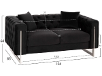 ΚΑΝΑΠΕΣ τ.CHESTERFIELD MOBAR HM3262.04 ΜΑΥΡΟ ΒΕΛΟΥΔΟ-ΜΕΤΑΛΛΙΚΑ ΠΟΔΙΑ 154x85x68Υεκ