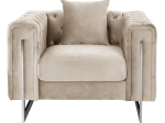ΠΟΛΥΘΡΟΝΑ τ.CHESTERFIELD MOBAR HM3261.02 ΚΡΕΜ ΒΕΛΟΥΔΟ-ΜΕΤΑΛΛΙΚΑ ΠΟΔΙΑ 99x86,5x77Υεκ.