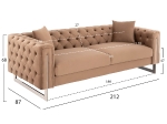 ΚΑΝΑΠΕΣ τ.CHESTERFIELD MOBAR HM3263.03 ΜΠΕΖ ΒΕΛΟΥΔΟ-ΜΕΤΑΛΛΙΚΑ ΠΟΔΙΑ 212x87x68Υεκ