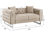 ΚΑΝΑΠΕΣ τ.CHESTERFIELD MOBAR HM3262.02 ΚΡΕΜ ΒΕΛΟΥΔΟ-ΜΕΤΑΛΛΙΚΑ ΠΟΔΙΑ 154x85x68Υεκ